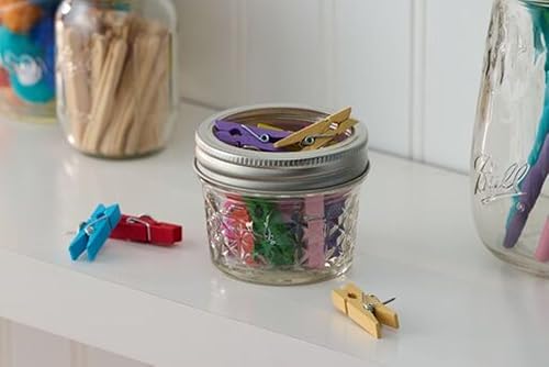 Miniatura 6 de Frascos de mermelada de cristal de 113 g con tapas y bandas Ball - Juego de 12 - 2 packs (en total 24 frascos), 2 - unidades, Transparente