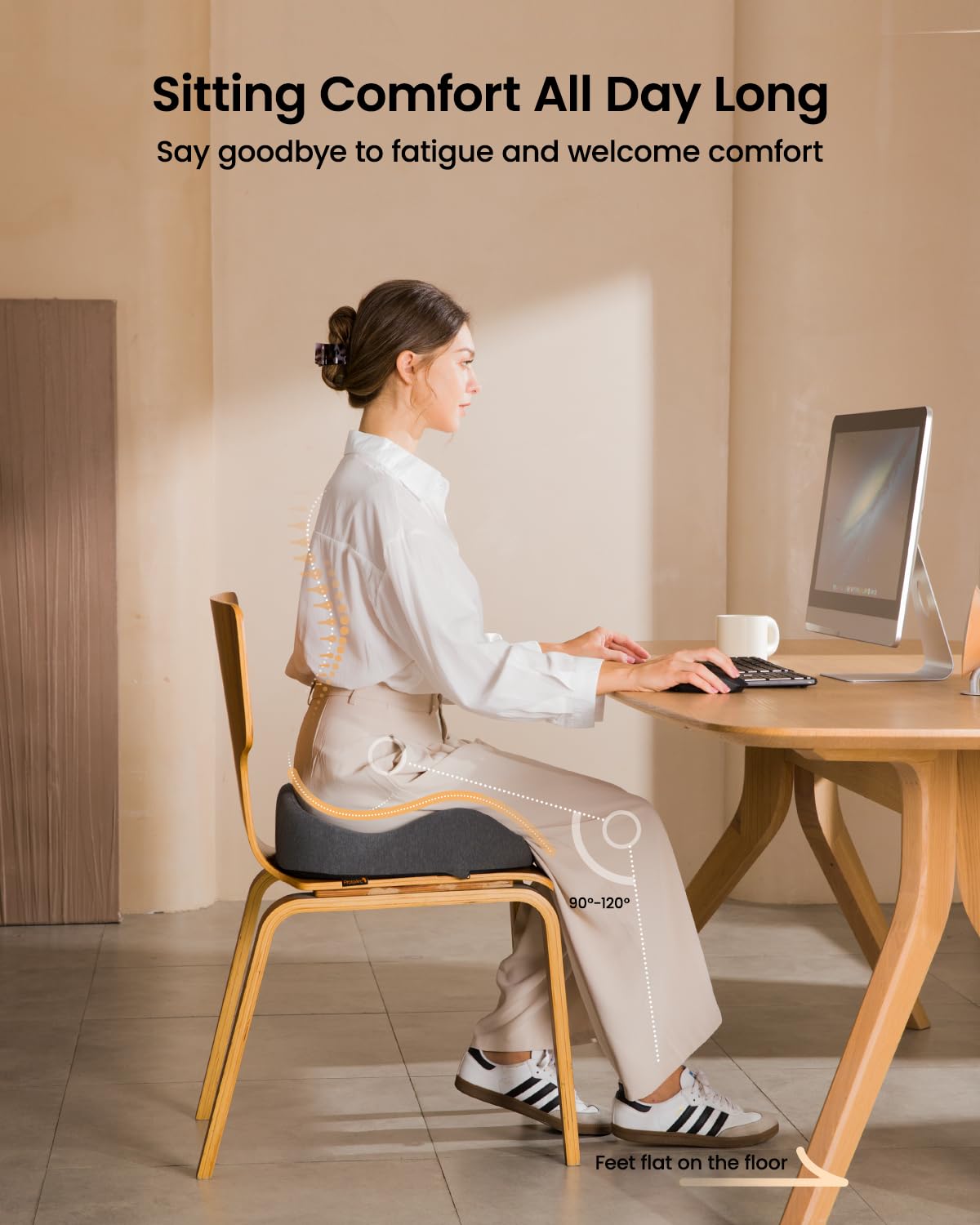 ProtoArc Seat Cushion, Office Desk Chair Cushions, Ergonomic Memory Foam Seat Cushions for Car Home - Image 4
