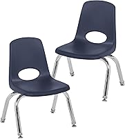Vista 58 de FDP 13050-LG - Silla escolar apilable de 18 pulgadas, asiento apilable para estudiantes con patas de acero cromado y deslizadores giratorios