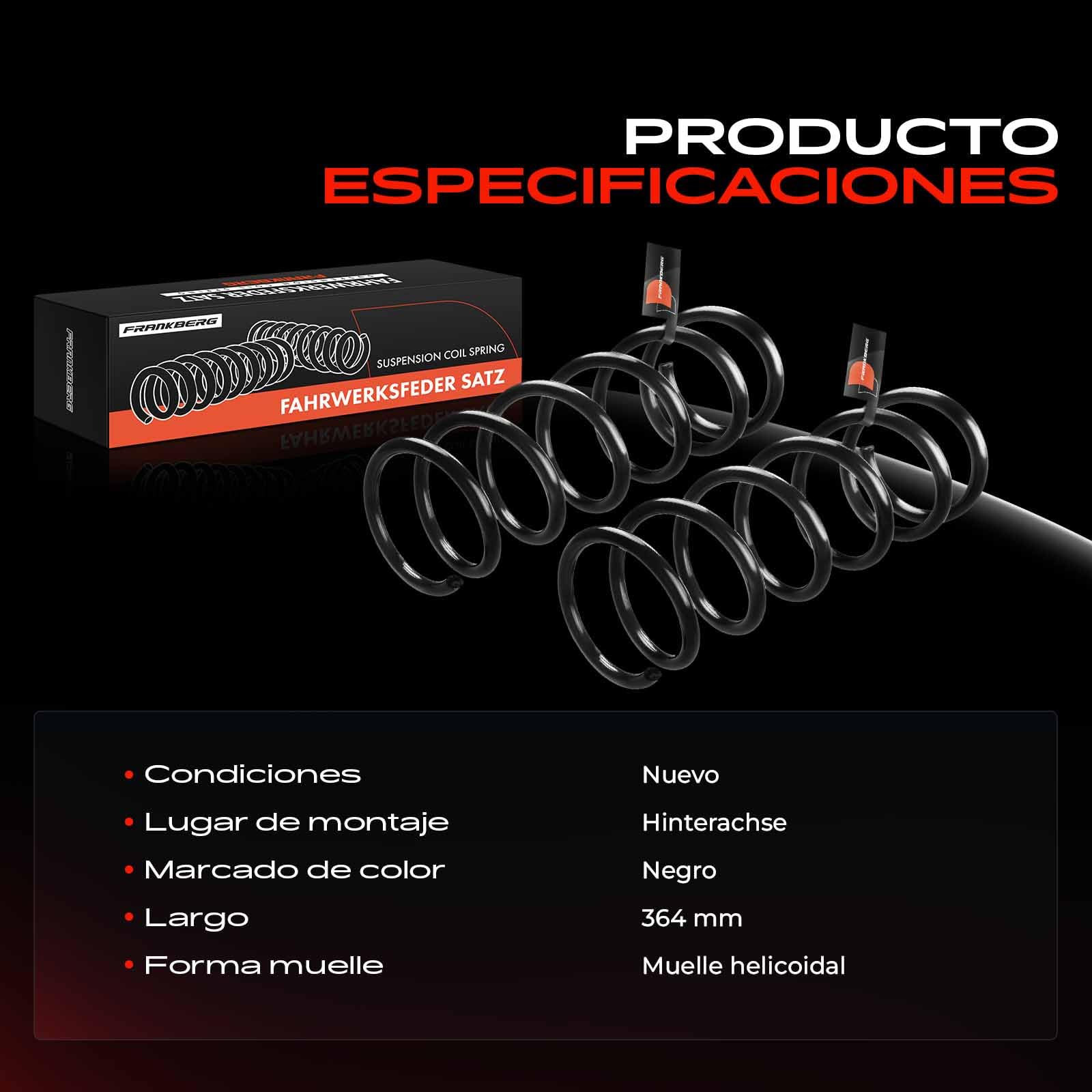 Frankberg 2 muelles de suspensión eje trasero 1509911 | Compatible con: Mondeo IV Berlina BA7, Mondeo IV BA7