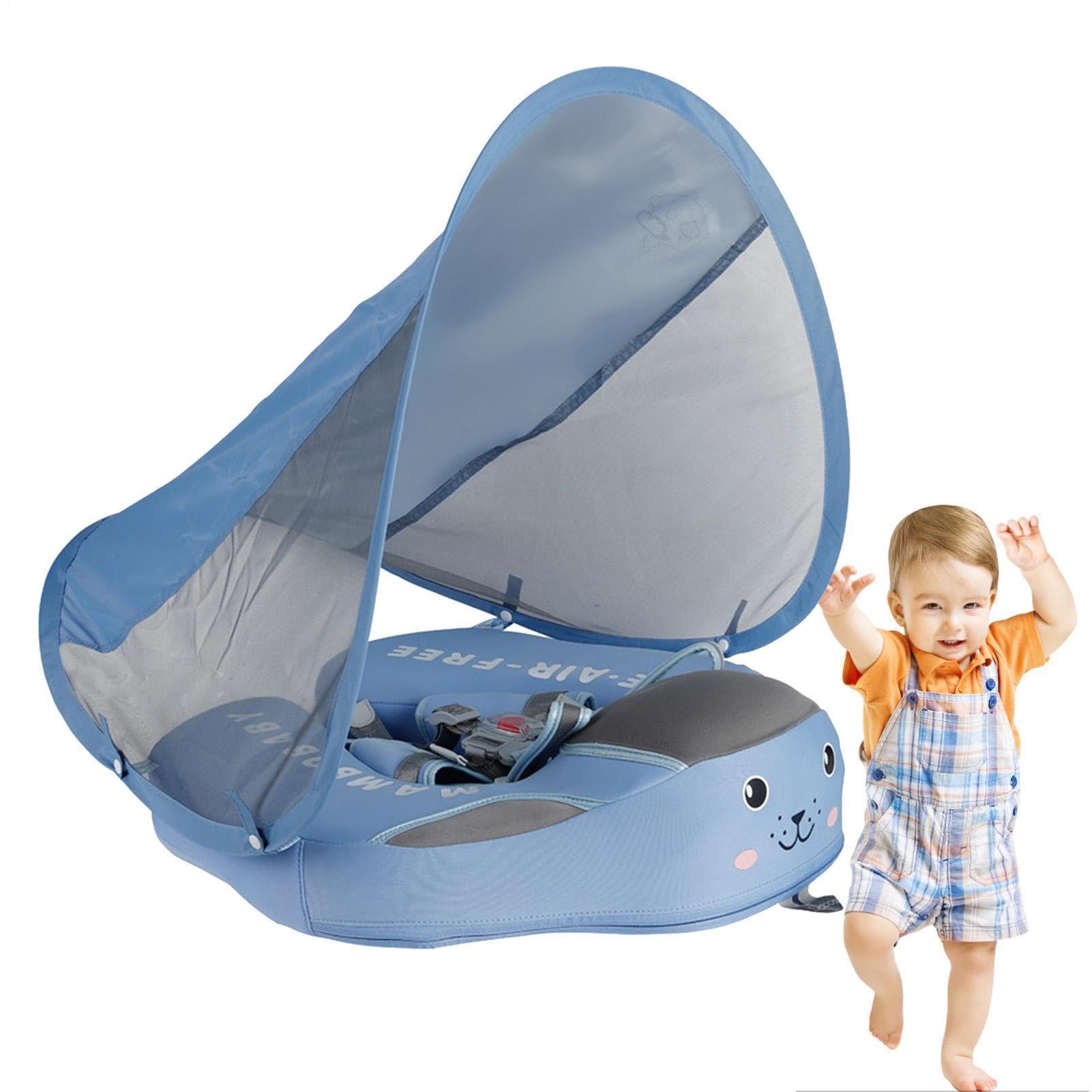 Babys Schwimmring mit Abnehmbarem UPF50+ Sonnendach und Verstellbarer Sicherheitssitz, Schwimmring Babys, Premium B-aby Float, B-aby Schwimmreifen für B-abys 3-36 Monate