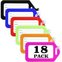 Sodsay 18 PK Luggage Tags for Suitcases Assorted, Pack of 18 with 9 Vibrant Colors, Luggage Tag, Bag Tag for Baggage, Suitcase Tags Bulk