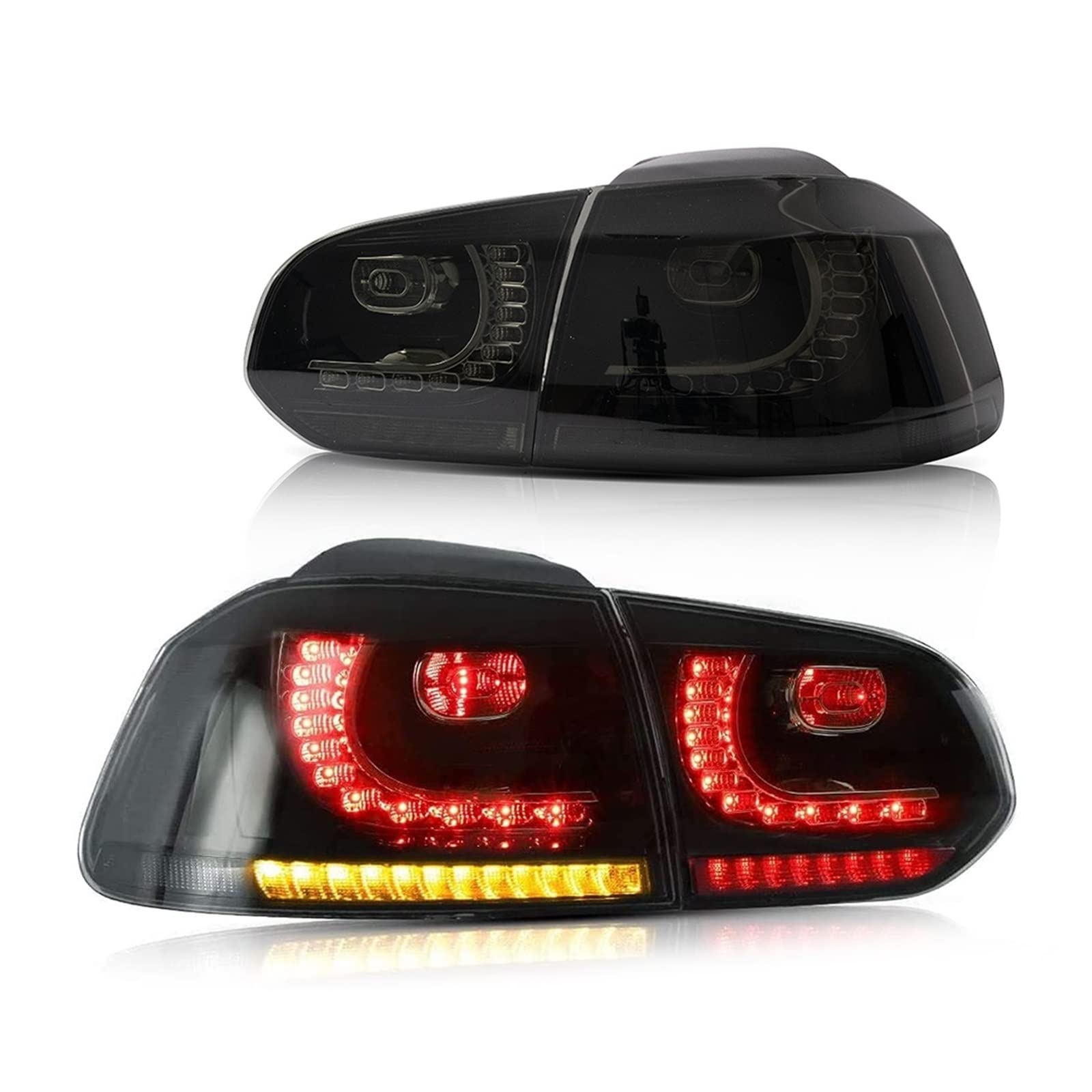 Car Styling Compatible With VW Golf 6 Tail Lights 2009-2012 Golf6 R20 LED Tail Lamp LED DRL Dynami Signal Brake Reverse Auto Accessories(Red A pair)