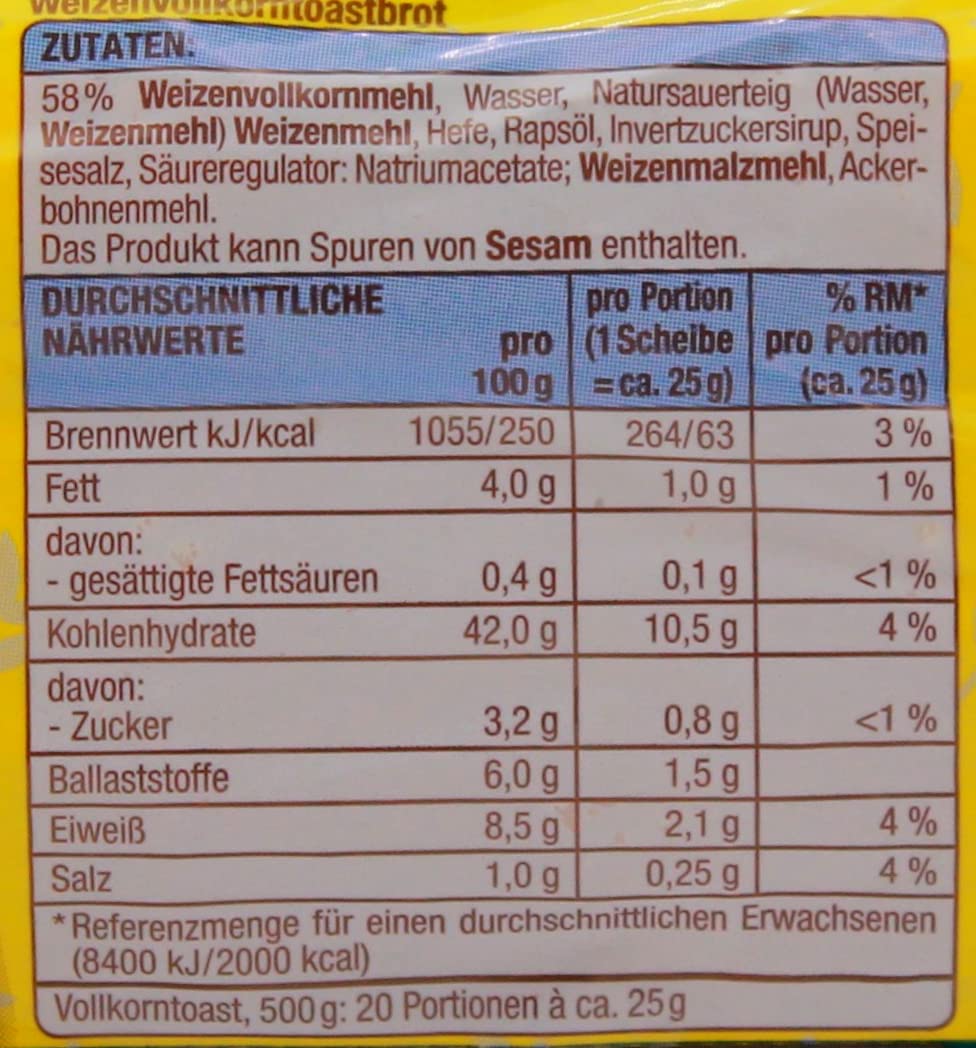Gut & Günstig Vollkorn Toast, 10er Pack (10 x 500g)