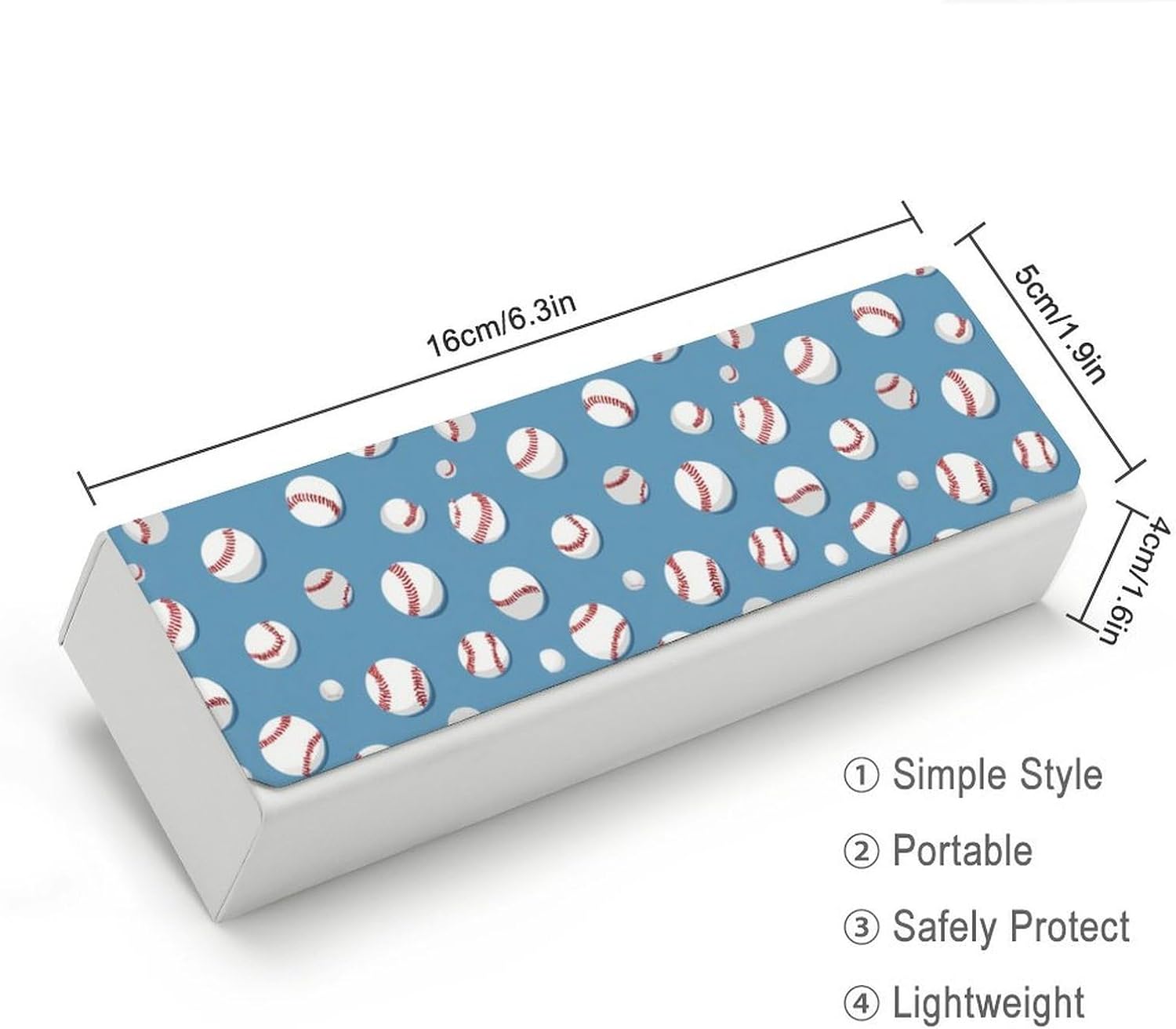 Baseball Pattern Eyeglasses Case with Cleaning Cloth image 2