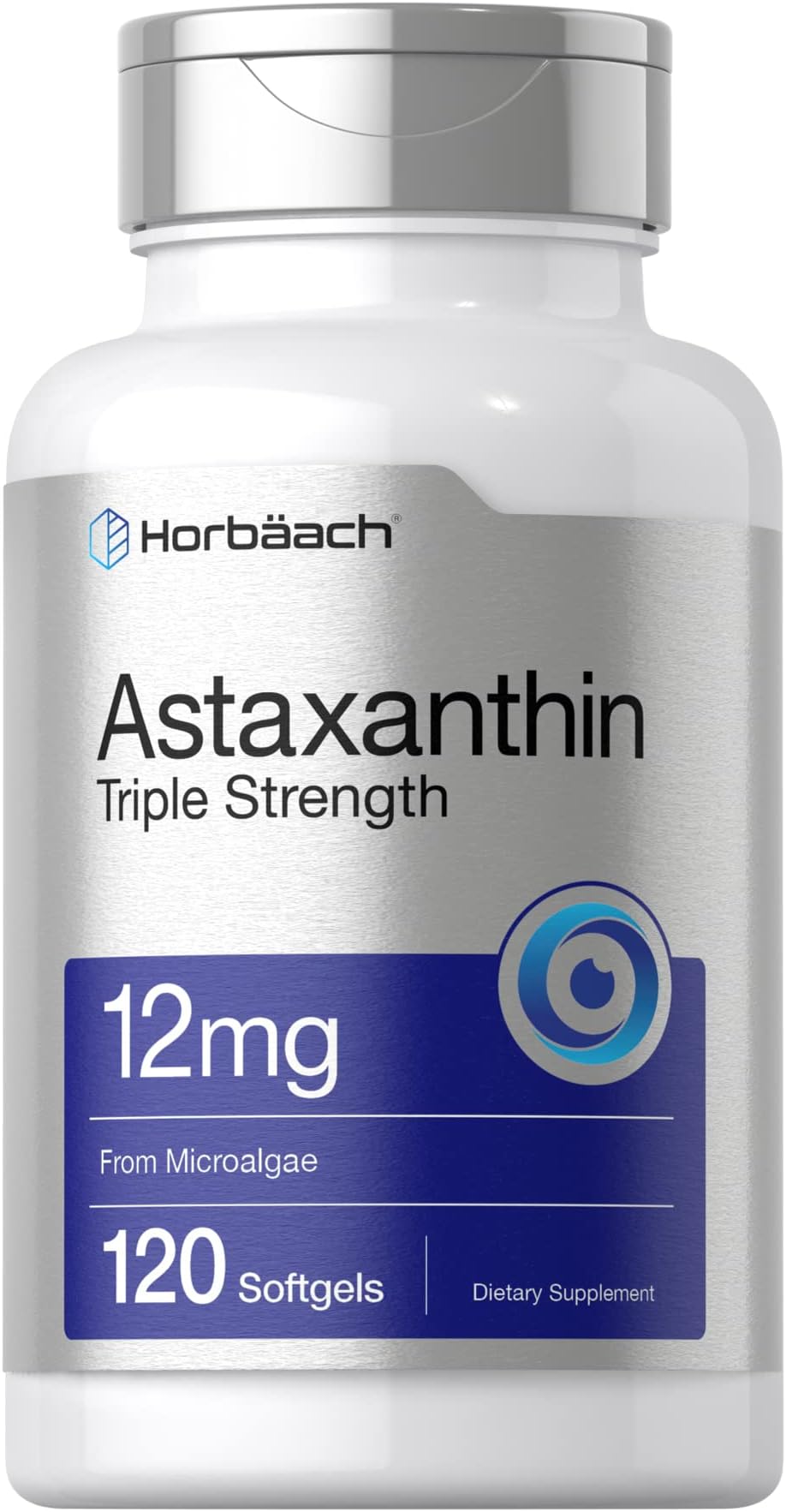 Horbäach Astaxanthin Supplement | 12mg | 120 Softgels | Triple Strength | from Microalgae | Non-GMO & Gluten Free