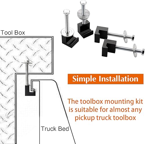 Miniatura 2 de Abrazaderas de montaje en cruz en J para caja de herramientas de camioneta con 4 piezas, negras