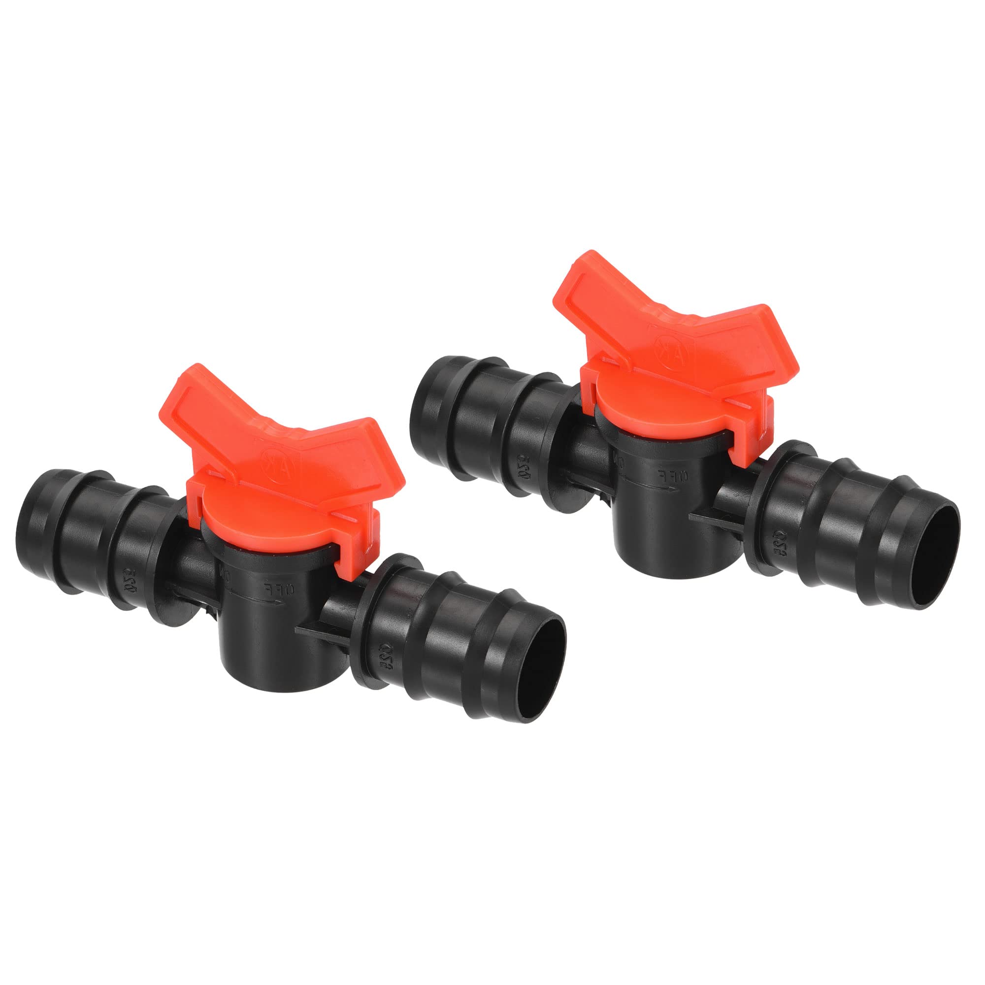 M METERXITY 2 Pack Barbed Ball Valve - Barb Connector Ball Valve Shut Off Switch Apply to Drip Irrigation and Aquariums (23mm, Black Red)