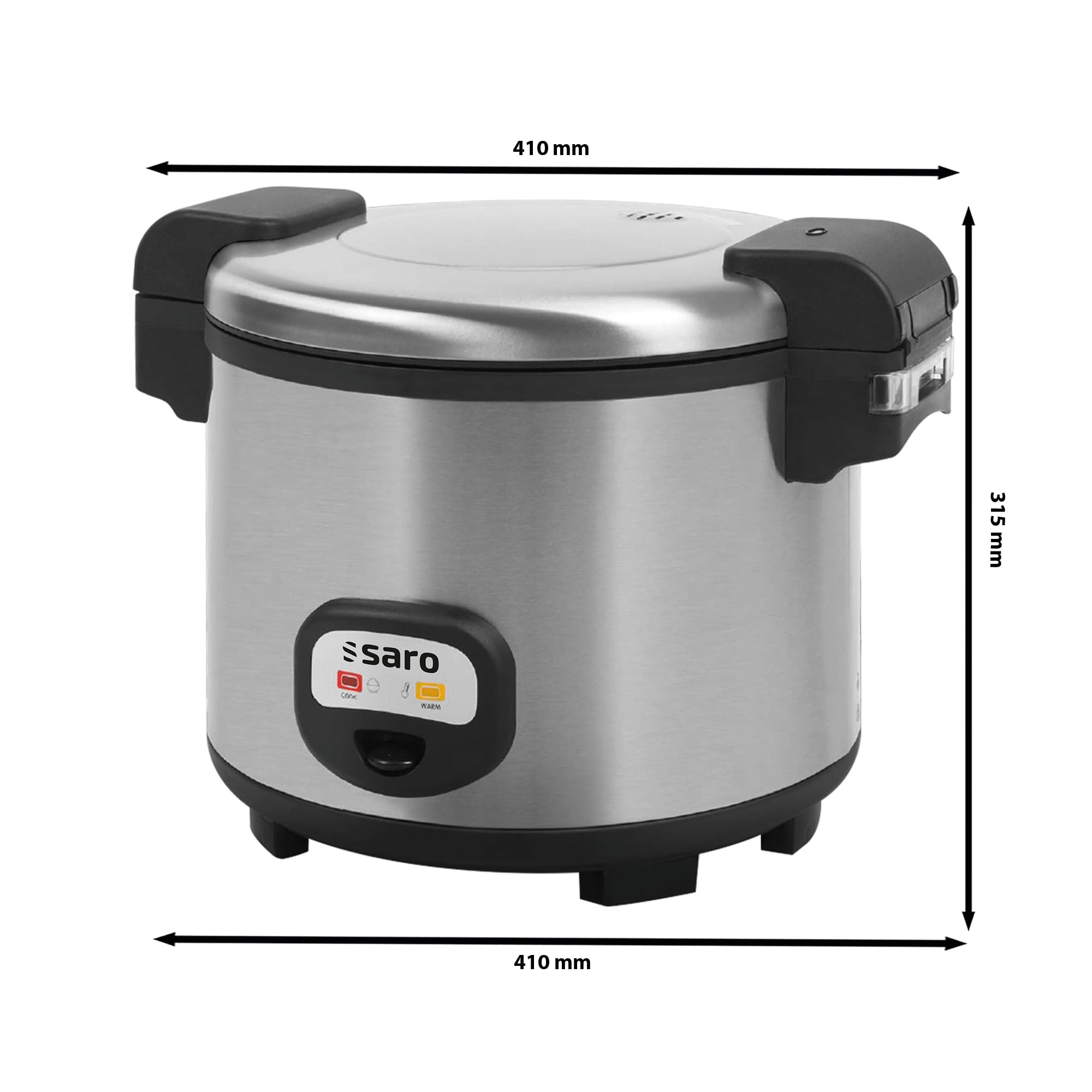 SARO JULIUS - Cuociriso elettrico,da 13 l, con pentola antiaderente, per preparare fino a 5,4 l/30 porzioni di riso, da 1,95 kW