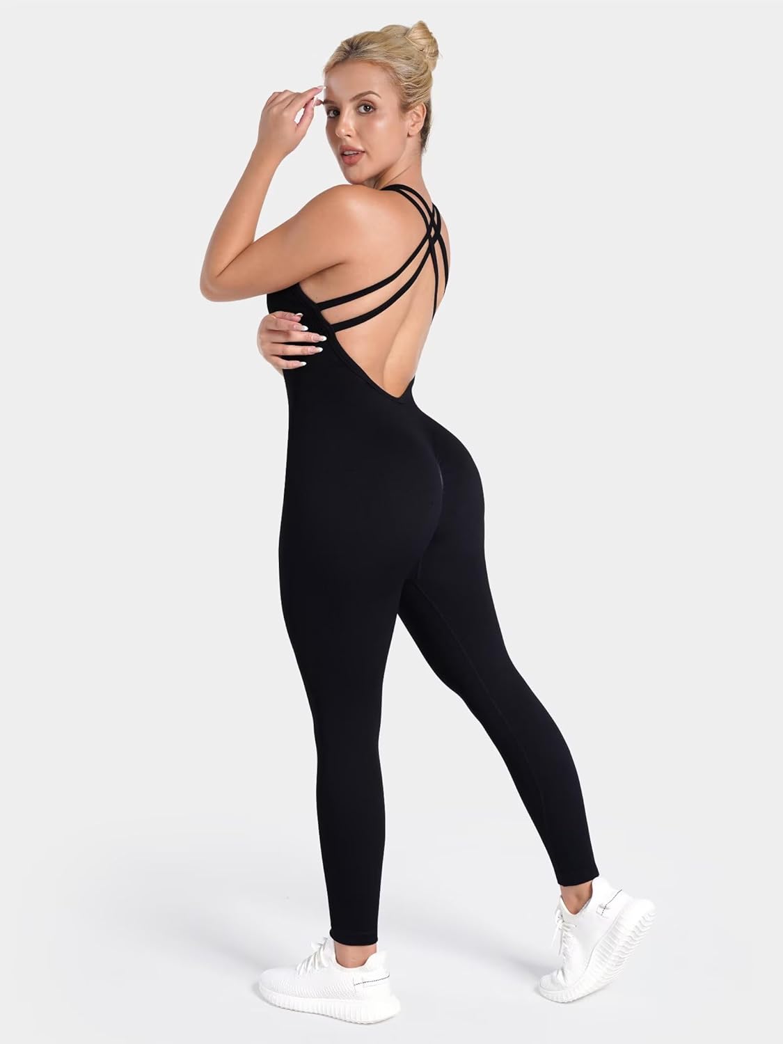 Sunzel Jumpsuits for Women Backless, Seamless Workout One Piece Bodycon Bodysuits, Butt Scrunch Leggings Unitard - Image 4