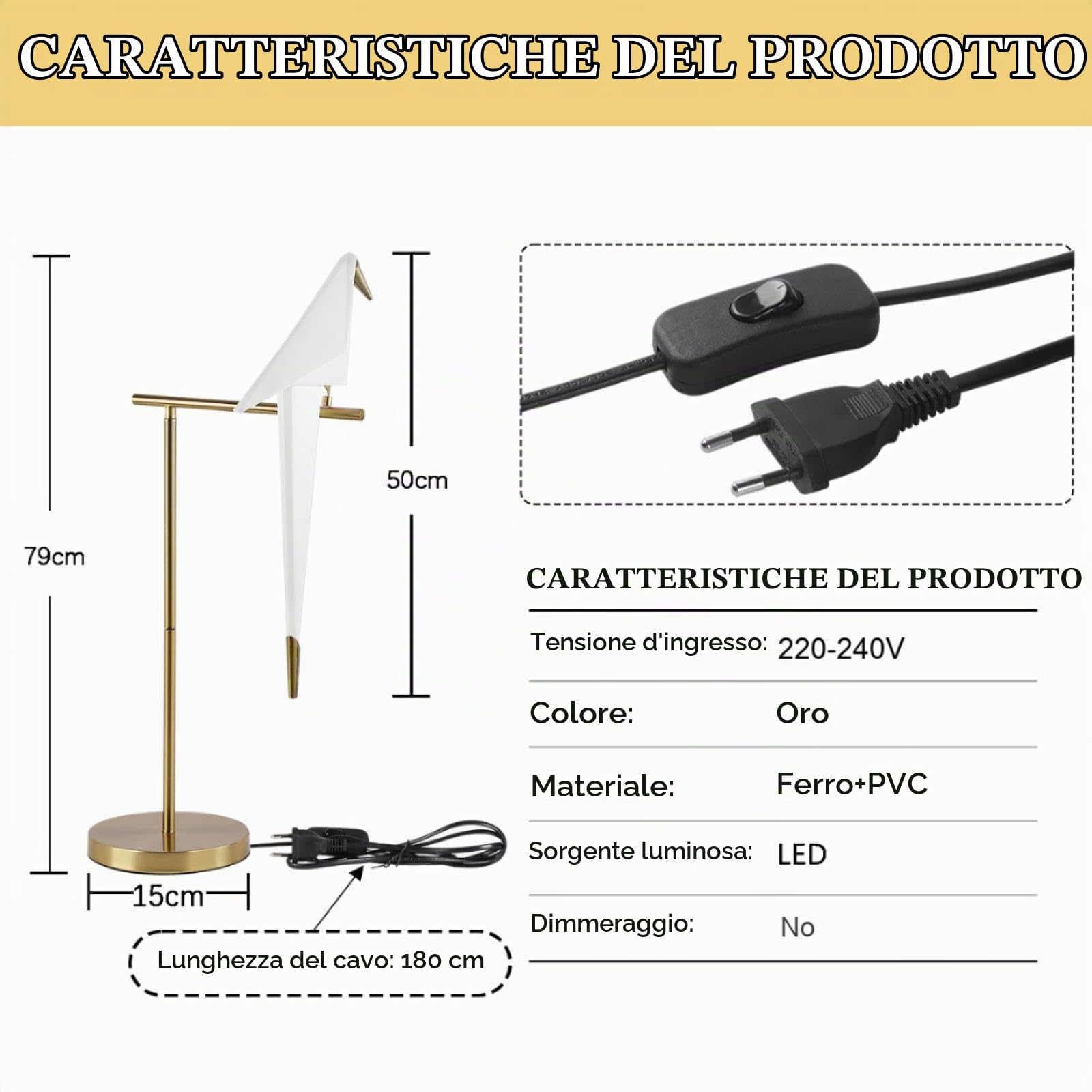 Lampada Da Tavolo Moderna Swing Bird, LED Soggiorno Lampada Da Comodino Vintage Camera Da Letto 3000K Caldo Acrilico Lettura Libro Lampada Da Scrivania Oro Carta Crane E27 Lampada Notturna