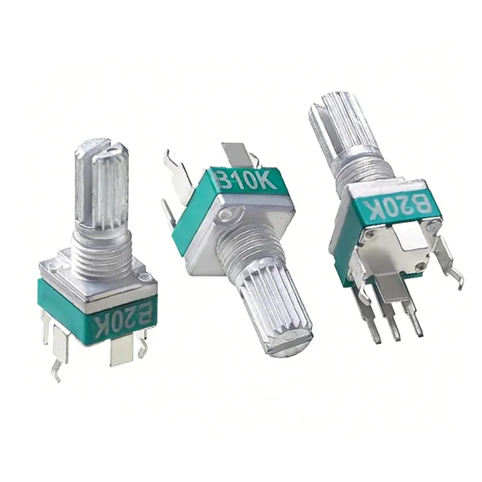 10 Uds R097 potenciómetro de precisión Vertical único RK097 B2K 5K 10K 20K 50K 100K 500K con mango de soporte 15MM 3 pines B502 B103(B504-500K)