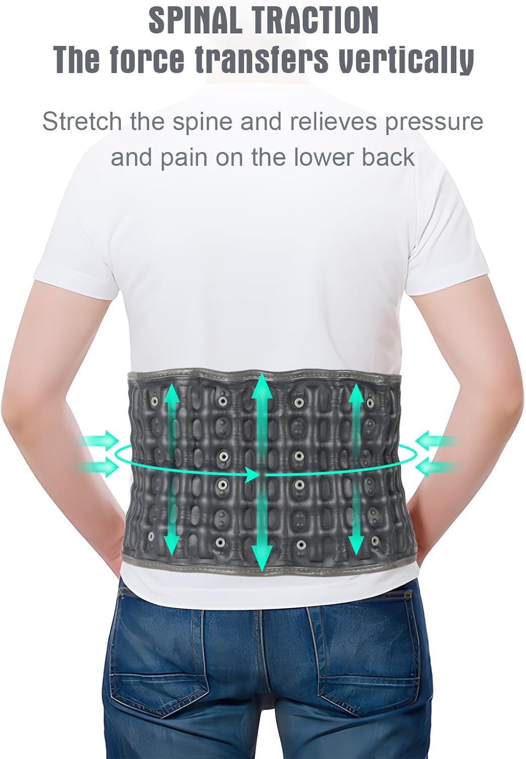 Decompression Back Belt with Cordless Heating Pad for Back, Lubar Support Belt and Back Reliver with Heat Pad for Women and Men, 4000mAh Rechargeable Battery, One Size Fits 29"-49" Waist