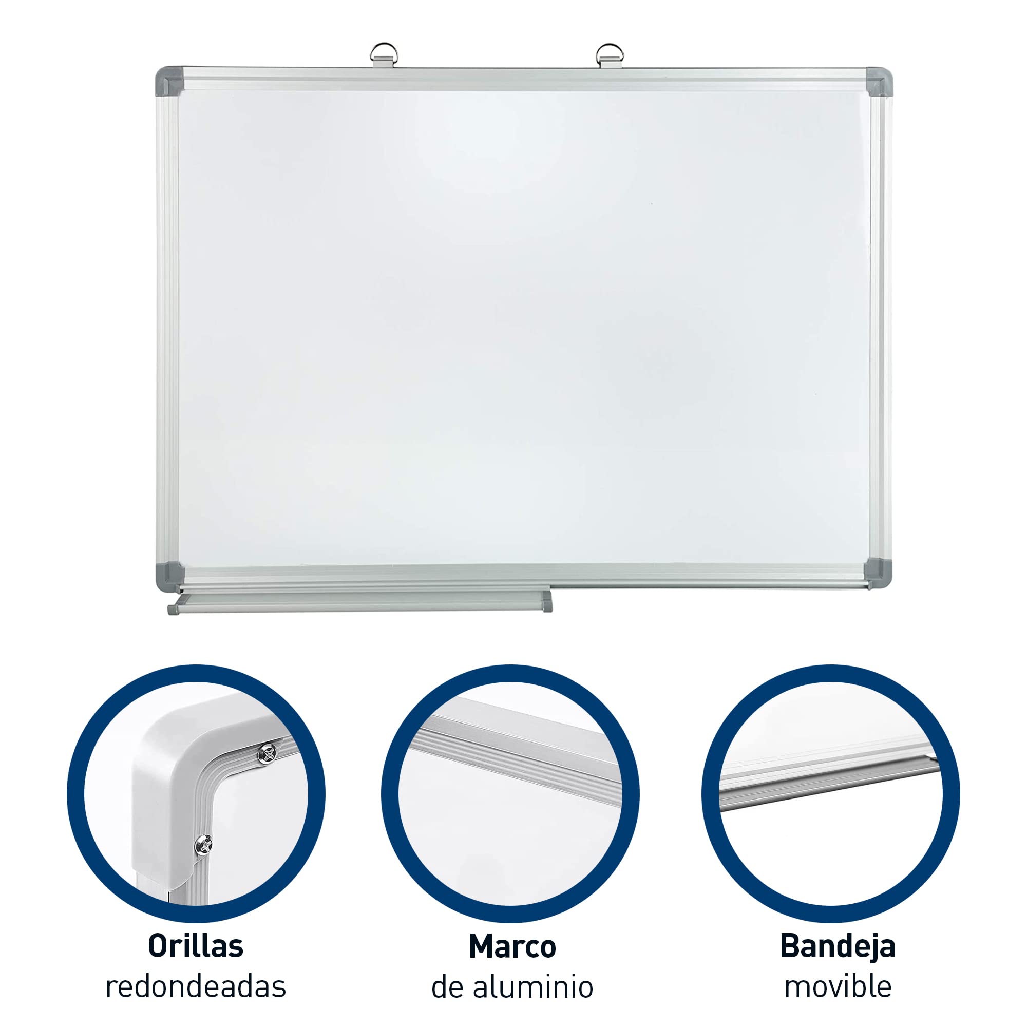 Bluelander Tablica magnetyczna, tablica magnetyczna 90 x 60 cm do suchościeralnego, łącznie z piórem, gumką, zestawem instalacyjnym i akcesoriami, doskonały rozmiar 90 x 60 cm, aluminiowa rama