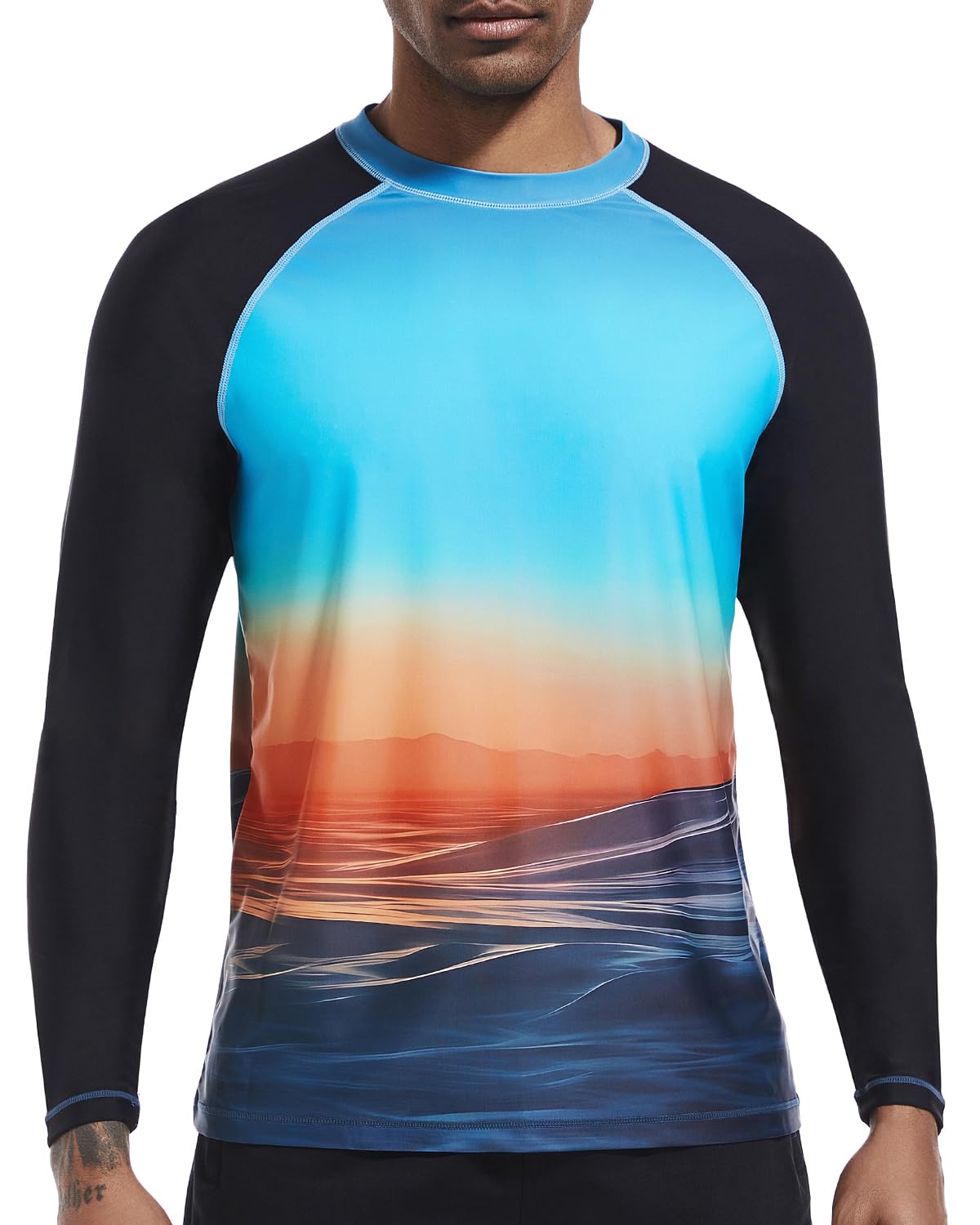 VAYAGER Herren Schwimmshirts UPF 50+ Rashguard Langarm Schnelltrocknendes T-Shirt Locker sitzendes Wasser Angeln UV-Schutzshirts