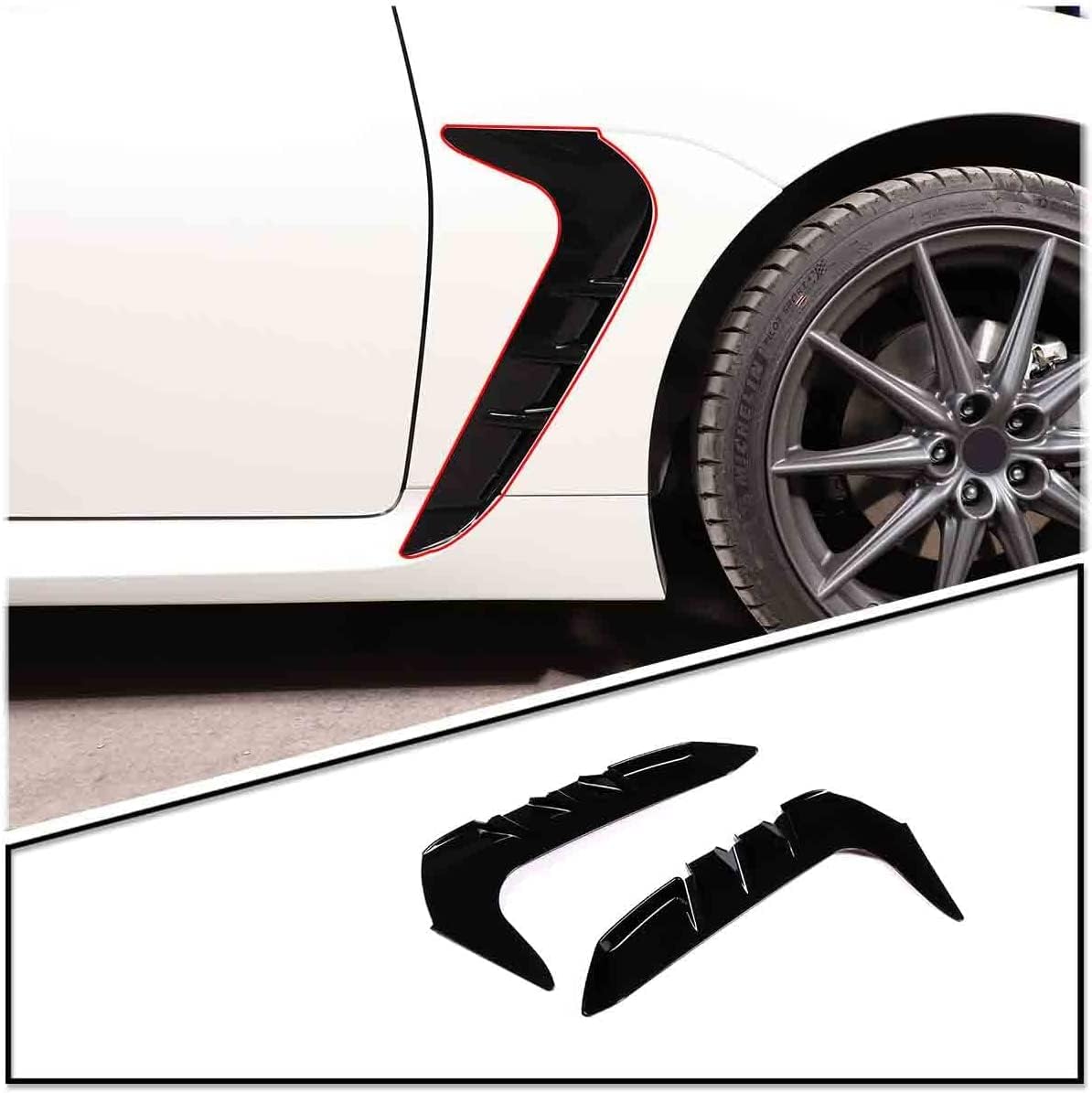 CHIESMA Car Fender Side Vents Fit for Toyota GR86 and for Subaru BRZ 2022 2023 2024 Air Flow Fender Vent Cover Skirts Trim ABS Shark Grille Spoiler Auto Exterior Accessories (Carbon Fiber Style)
