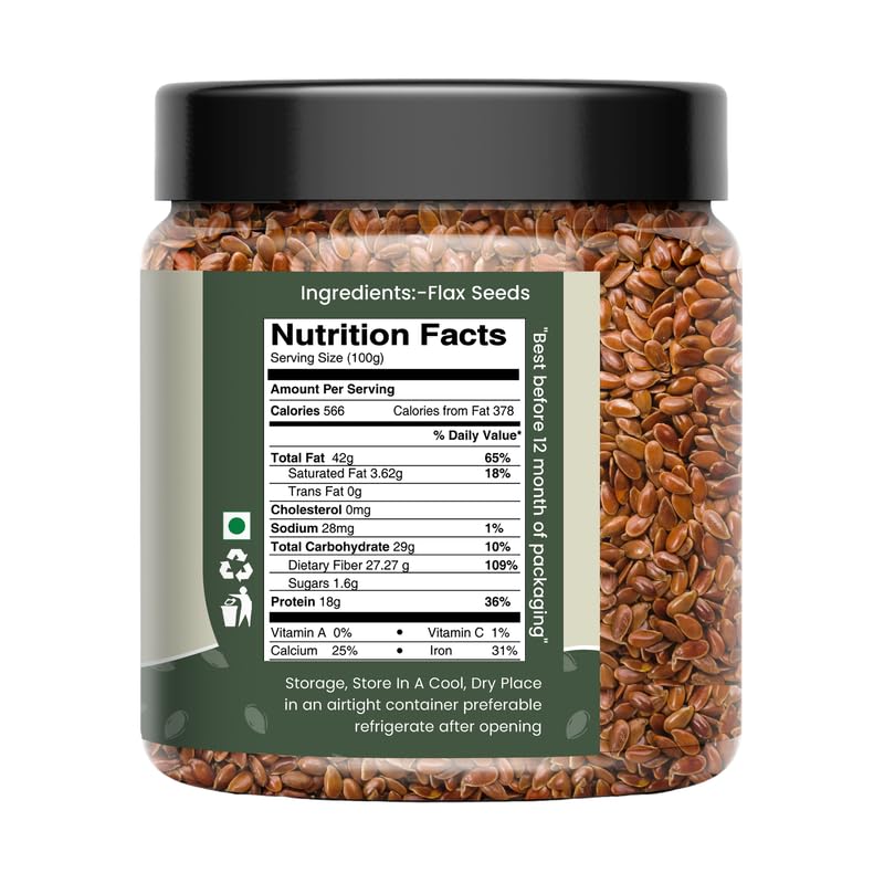 Image of DRY AMRIT Raw Flax Seeds 100G | Alsi Seeds Seeds for Eating | Flax Seeds for Hair Growth | Antioxidants | Rich In Protein & Dietary Fibre, Source Of Iron & Dietary Fibre