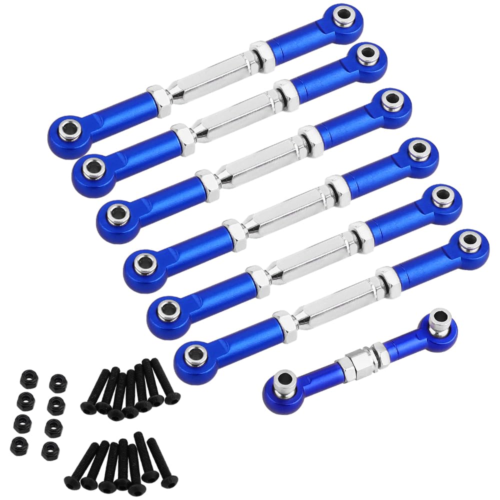 RZXYLRC Adjustable Stainless Steel Turnbuckles Set/Camber Links with Rod Ends Set for Traxxas Slash 4X4/2WD, Rustler4X4/2WD, Stampede 4X4/2WD VXL, Nitro Slash/Rustler Upgrade RC Car Parts (Navy Blue)
