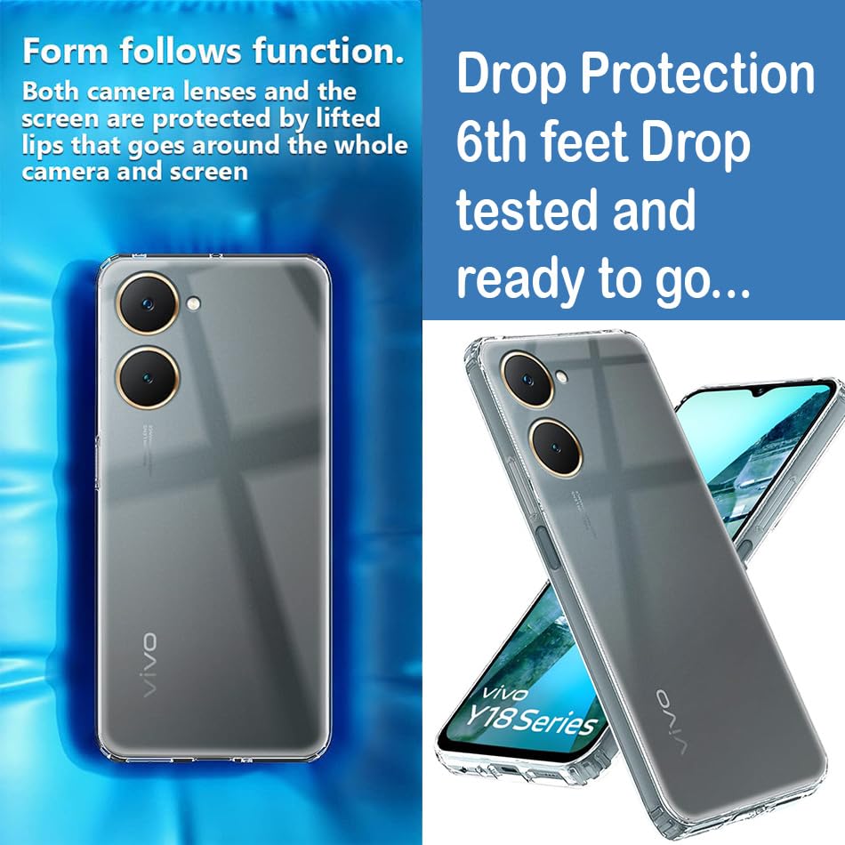 Image of Amazon Brand - Solimo Mobile Cover for Vivo Y18 4G / Y18e 4G / Y03 4G / T3 Lite 5G / Z9 Lite 5G (Soft & Shockproof Back Case with inbuilt Cushioned Edges), Transparent