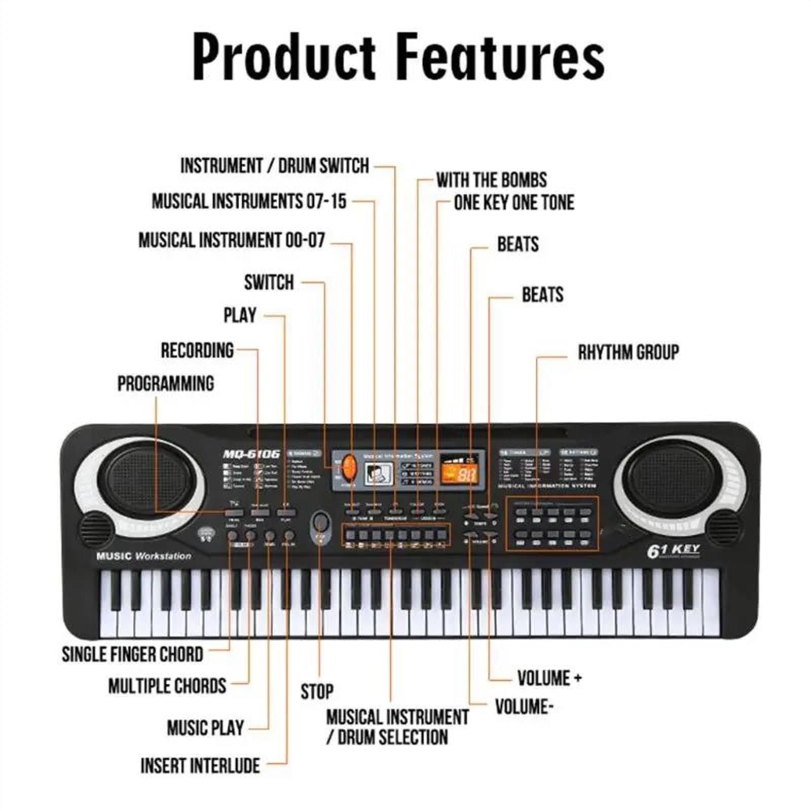 61 Tasten Musik Elektronische Tastatur Digital Piano Orgel Mit Mikrofon Musik