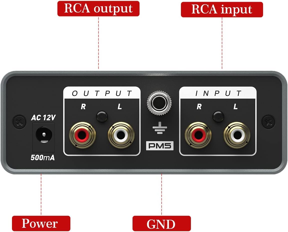 Phono-draaitafelvoorversterker, RCA-ingang RCA-uitgang Platenspeler Voorversterker Versterker, met Onafhankelijke Knopbediening, voor Audiofonograaf(#1