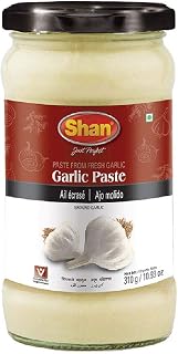 Shan Garlic Paste 10.93oz (310g) - Fresh Vegan Garlic Paste in Airtight Glass Jar for Authentic Indian Pakistani Dishes