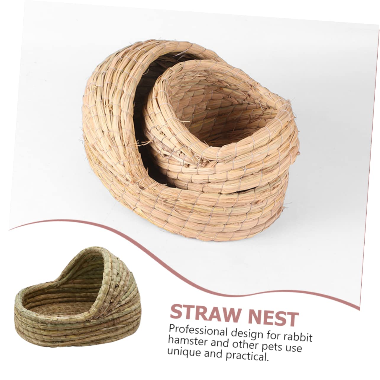 TOYANDONA Gewebtes Hamsternest für Kleine Haustiere, Grün, aus Stroh
