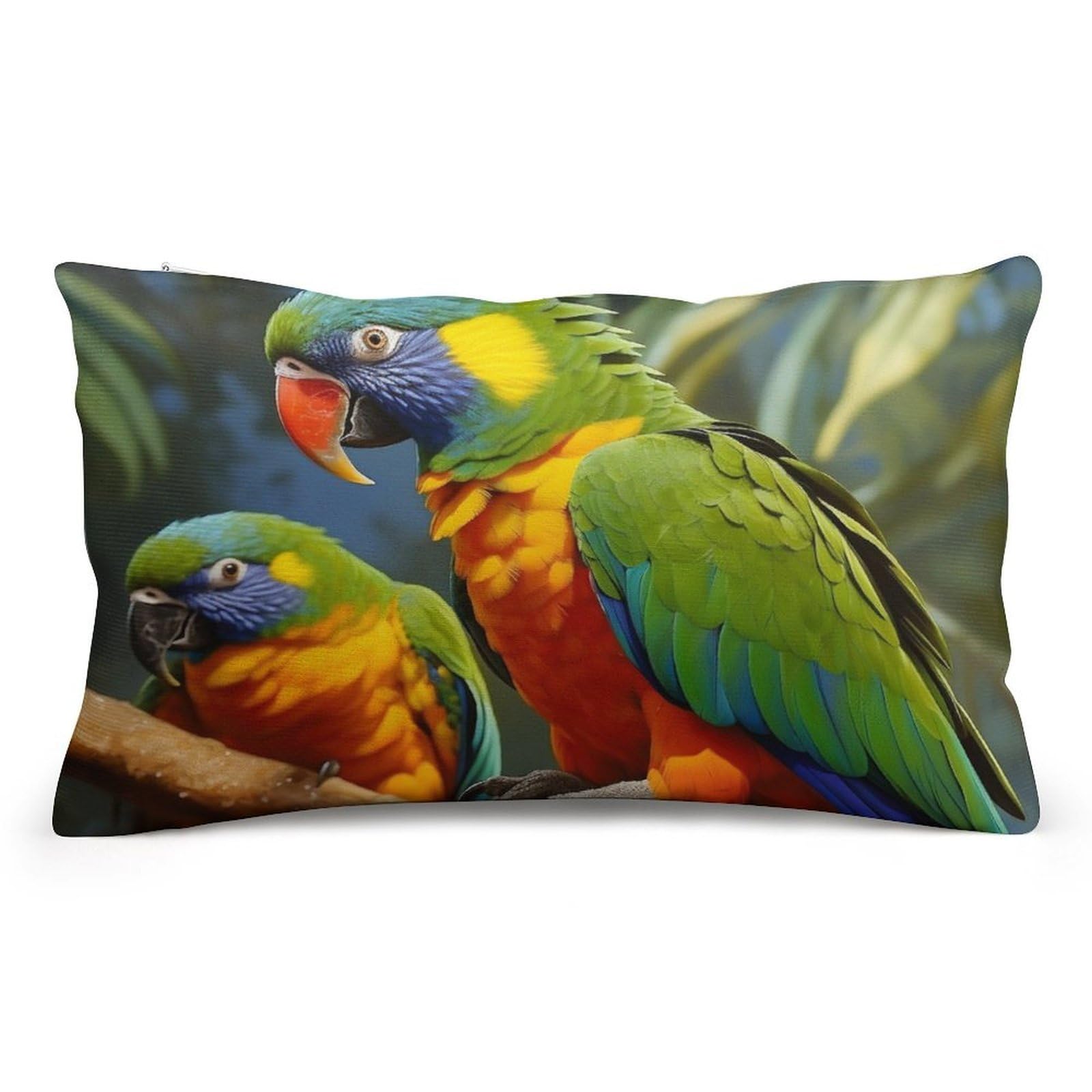 Velvet Pillowcases Standard Size 8"x12", Ultra Soft Breathable Pillow Cases for Bed, Luxury Cozy Fuzzy Pillow Shams, Lumbar Pillow Cover, Bird Parrot Painting Cushion Case Home Decor