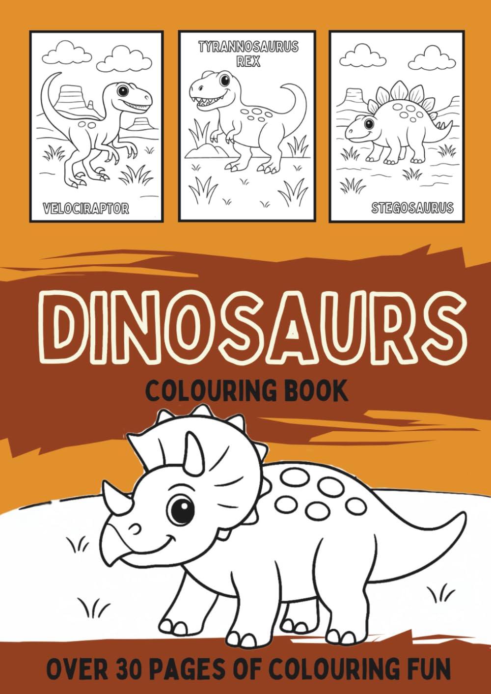 Dinosaurs Colouring Book: A black and white activity book filled with prehistoric and extinct giants (Animals Colouring Book Series for Kids)