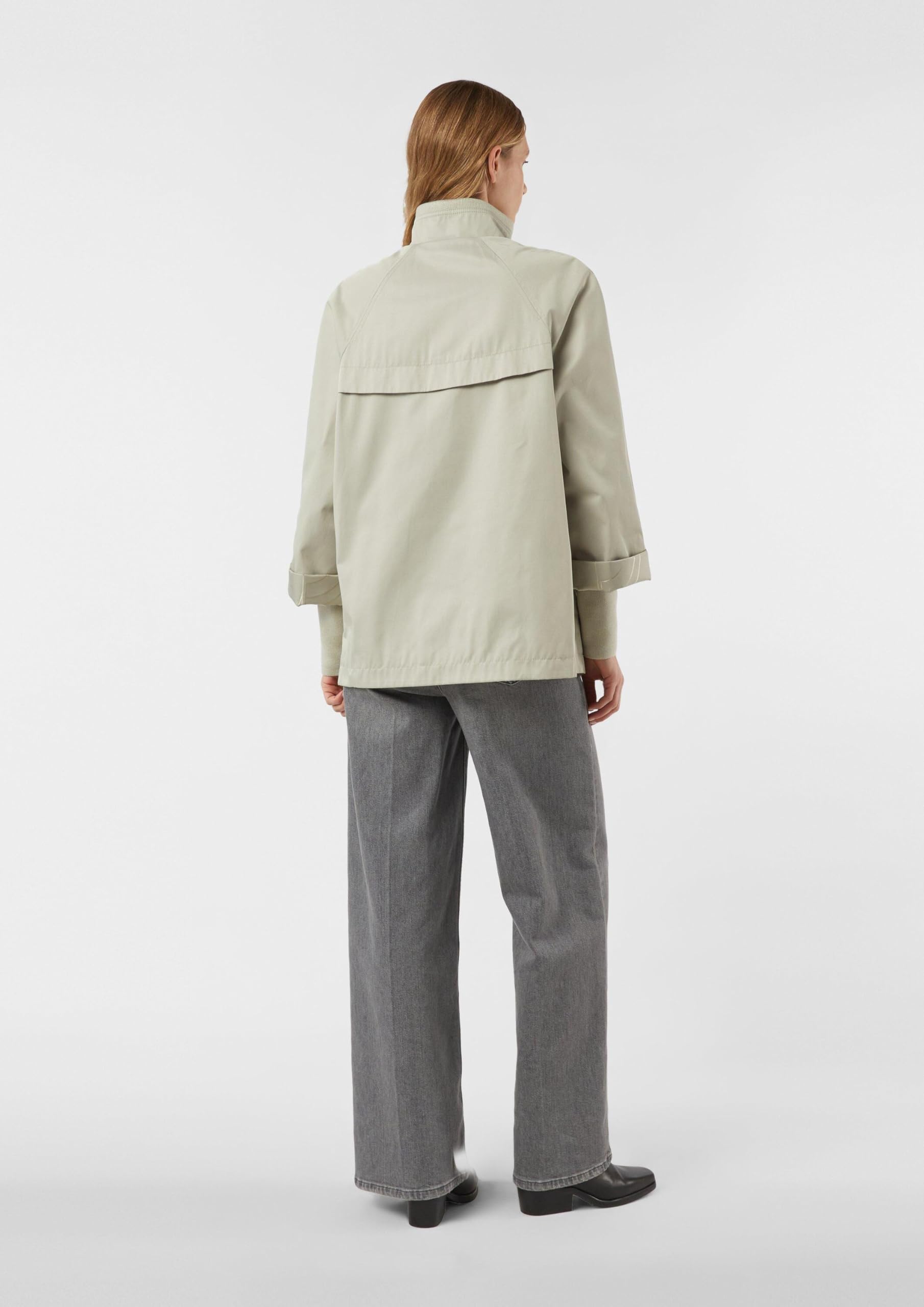 Comma Cape-Jacke im Relaxed Fit mit Stehkragen und Rippbündchen