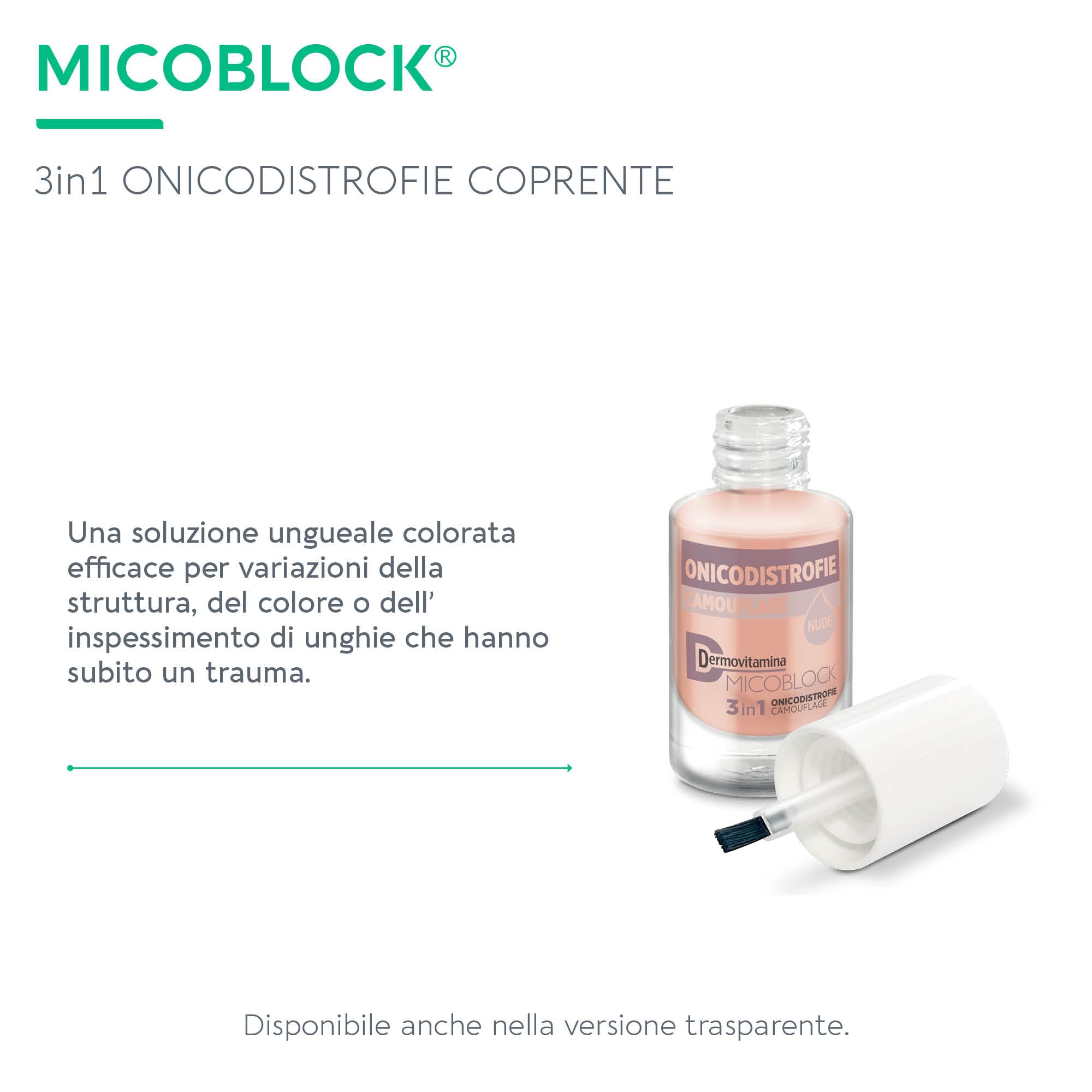 Dermovitamina Micoblock 3in1 Onicodistrofie Coprente - Smalto Curativo per Unghie Danneggiate - Rinforzante Unghie - Ristruttura e Uniforma - Effetto Naturale Nude - 8 ml