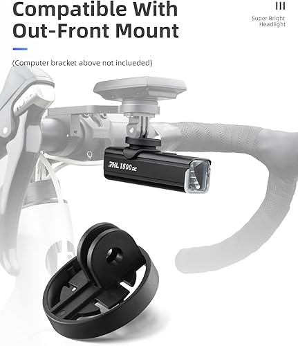 Miniatura 3 de ROCKBROS Luz de bicicleta de 1500 lúmenes para conducción nocturna, 5000 mAh USB-C recargable, aleación de aluminio IPX6, luz delantera impermeable