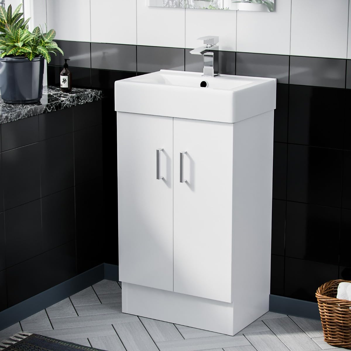 Nes Home 450mm White Basin Sink Vanity Cabinet Unit Bathroom Furniture