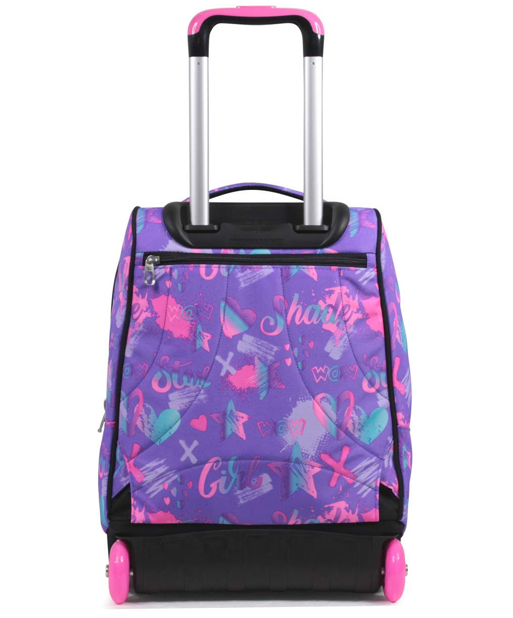 Seven Zaino Trolley, Scuola Elementare, Doppio Uso, Doppio Scomparto, Spallacci a Scomparsa, Bambina, Iridescent, nero/rosa