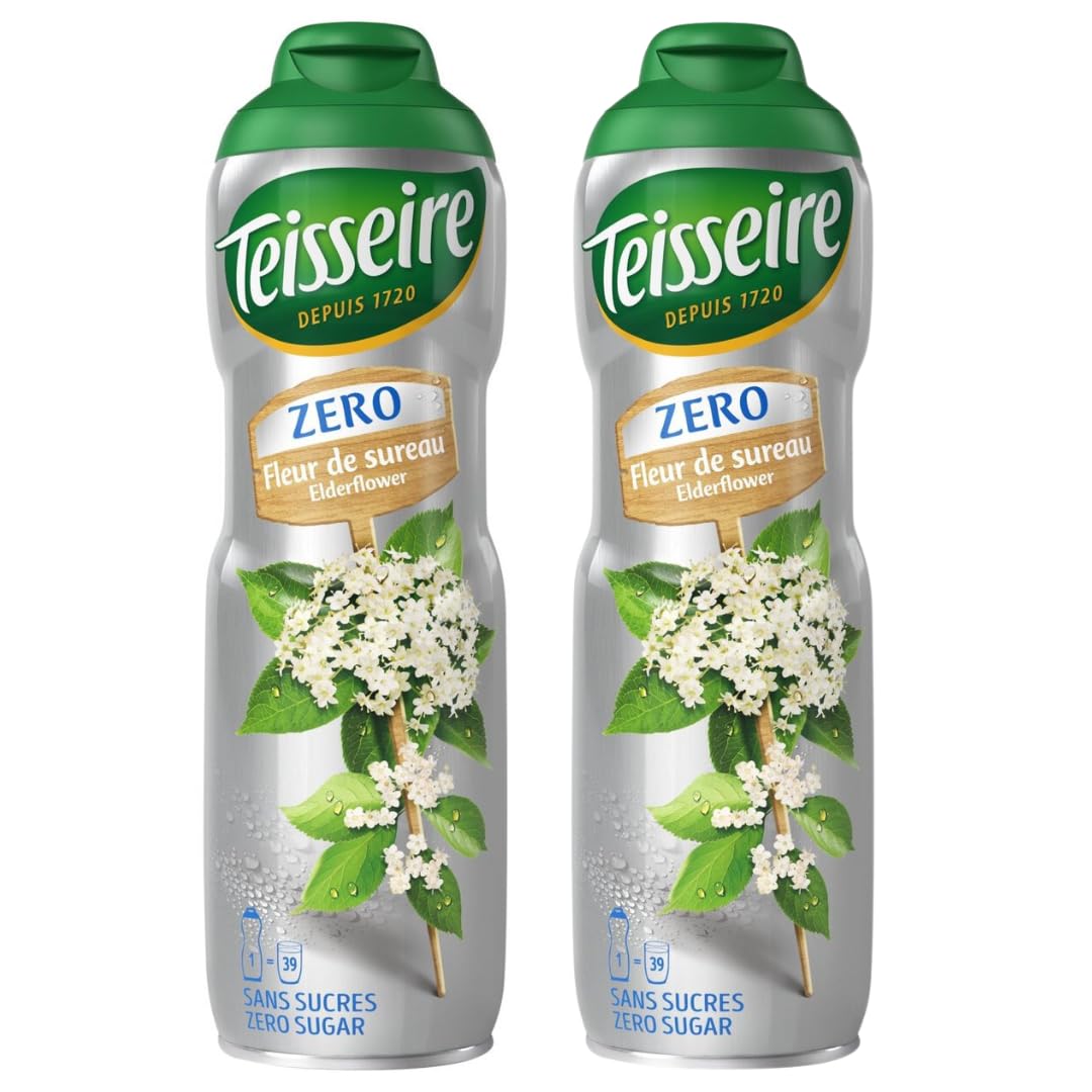 Cordial Syrup Bundle with Teisseire Syrup Elderflower 0% Sugar 600ml (2 Pack)