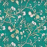 Caltero Natural Green Wallpaper 17.71In x 16.4Ft Peel and Stick Contact Paper Tree Flower Birds...