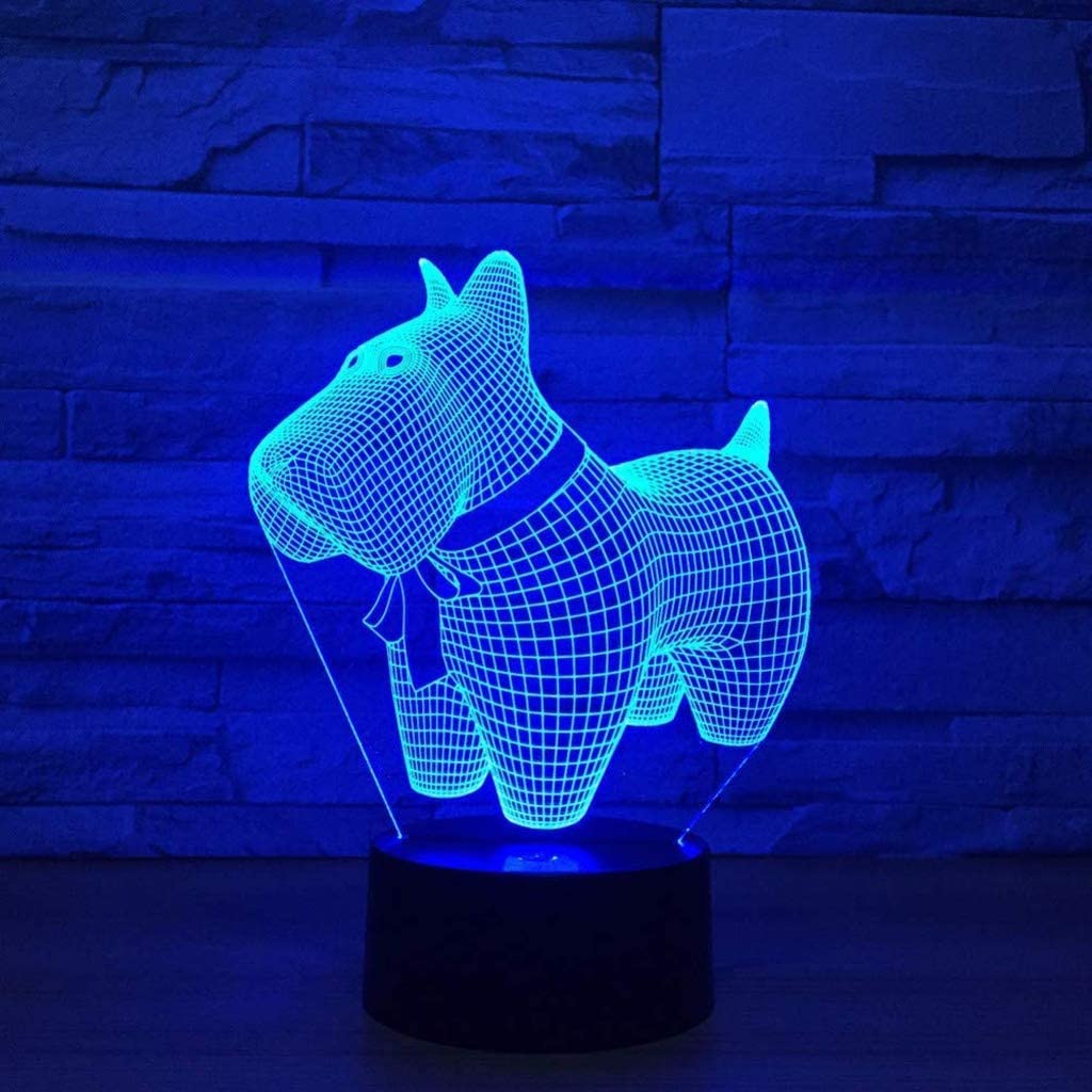 Veilleuse, adorable chien 3D lampe LED 7 couleurs changeantes animaux 3D veilleuse pour enfants jouet
