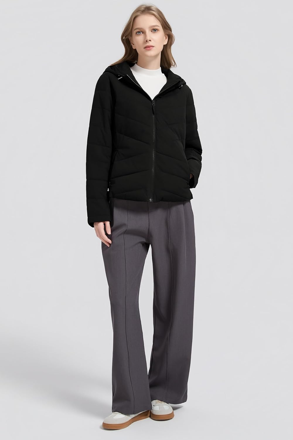 Orolay Women's Lightweight Puffer Jacket Hooded Quilted Coat Casual Zip Up Outerwear with Pockets - Image 4