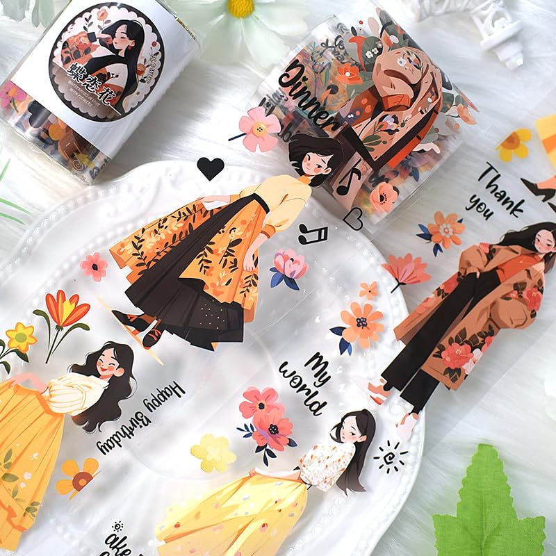 Image of New Popular PET Tape Modern Girls Collage Glossy Washi Tape for Decoration Small Fresh Flower Materials (90729)