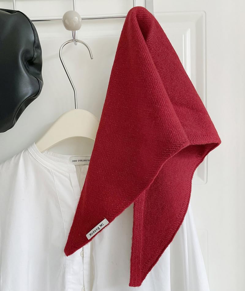 Knitted Triangle Scarf for Women Y2k Head Scarf Downtown Girl Aesthetic Accessories Streetwear Triangle Shawl - Image 3