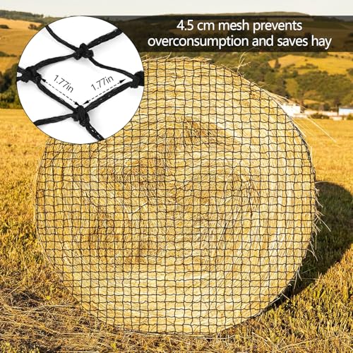 Filet à foin résistant pour chevaux ralentisseur de repas mailles 4,5cm - 4