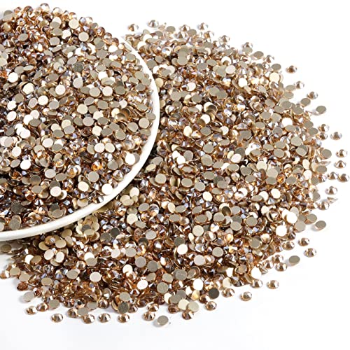 Image of Beadsland Flatback Rhinestones Bulk,14400pcs Gold Rhinestones for Nails Crafts Clothes DIY Decoration, Golden Shadow, SS20, 4.6-4.8mm | Flatback Glass Gems for Nails Crafts Clothes DIY Decoration, Glue Fix, 4.6-4.8mm