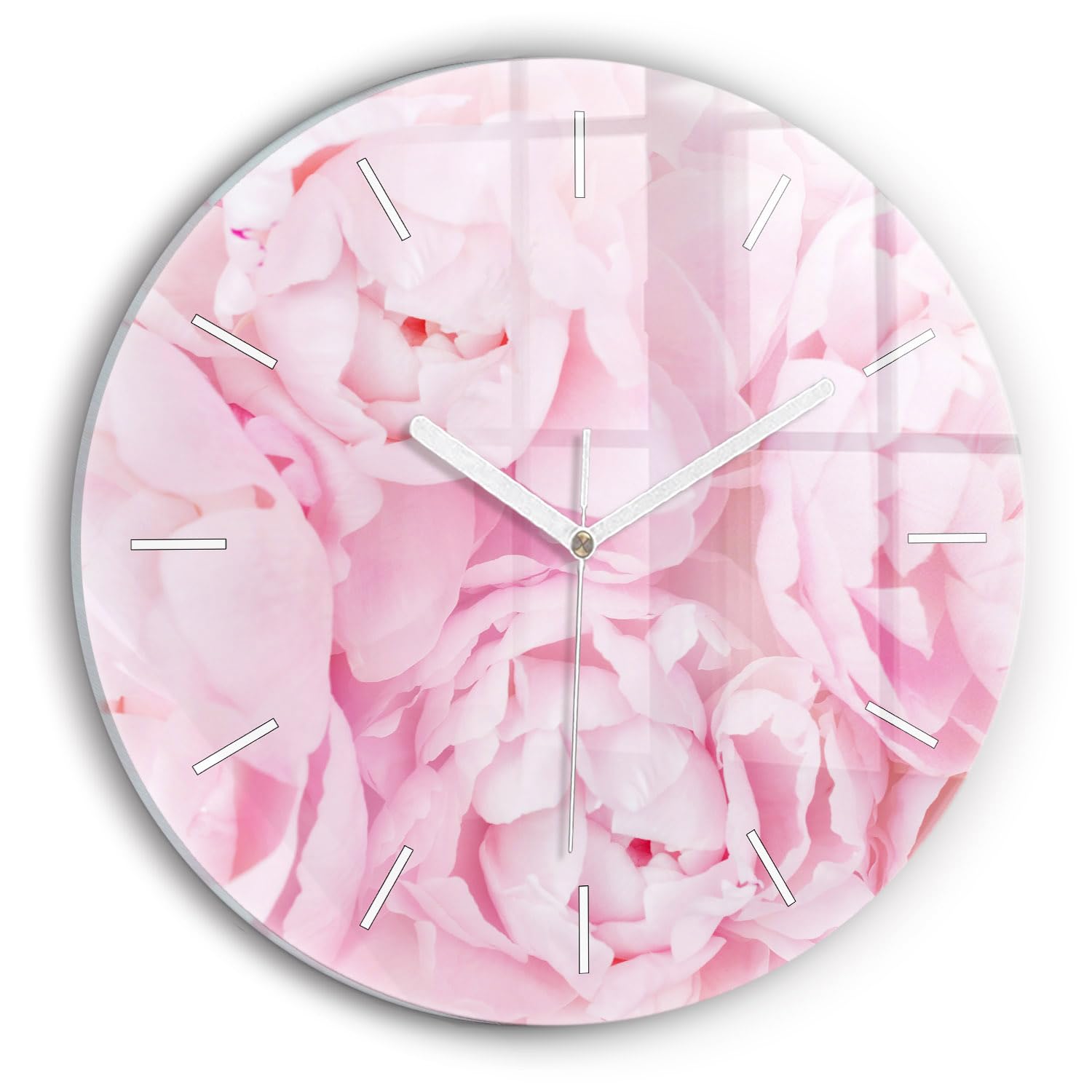 Horloge en Verre Wallfluent 30 cm de Style élégant et Motif de Fleurs à Fleurs