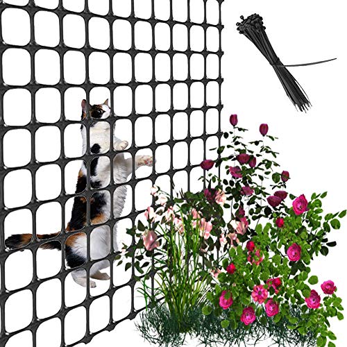 Sxlawesom Gartenzaun, Kunststoff Hühnernetz, Tierische Hindernisse, Quadratisches Netz 3x3cm, Geflügelnetz Reißfestigkeit Mit 100 Festen Kabelbindern, Für Obstgarten, Fischteich(1.5x5m)