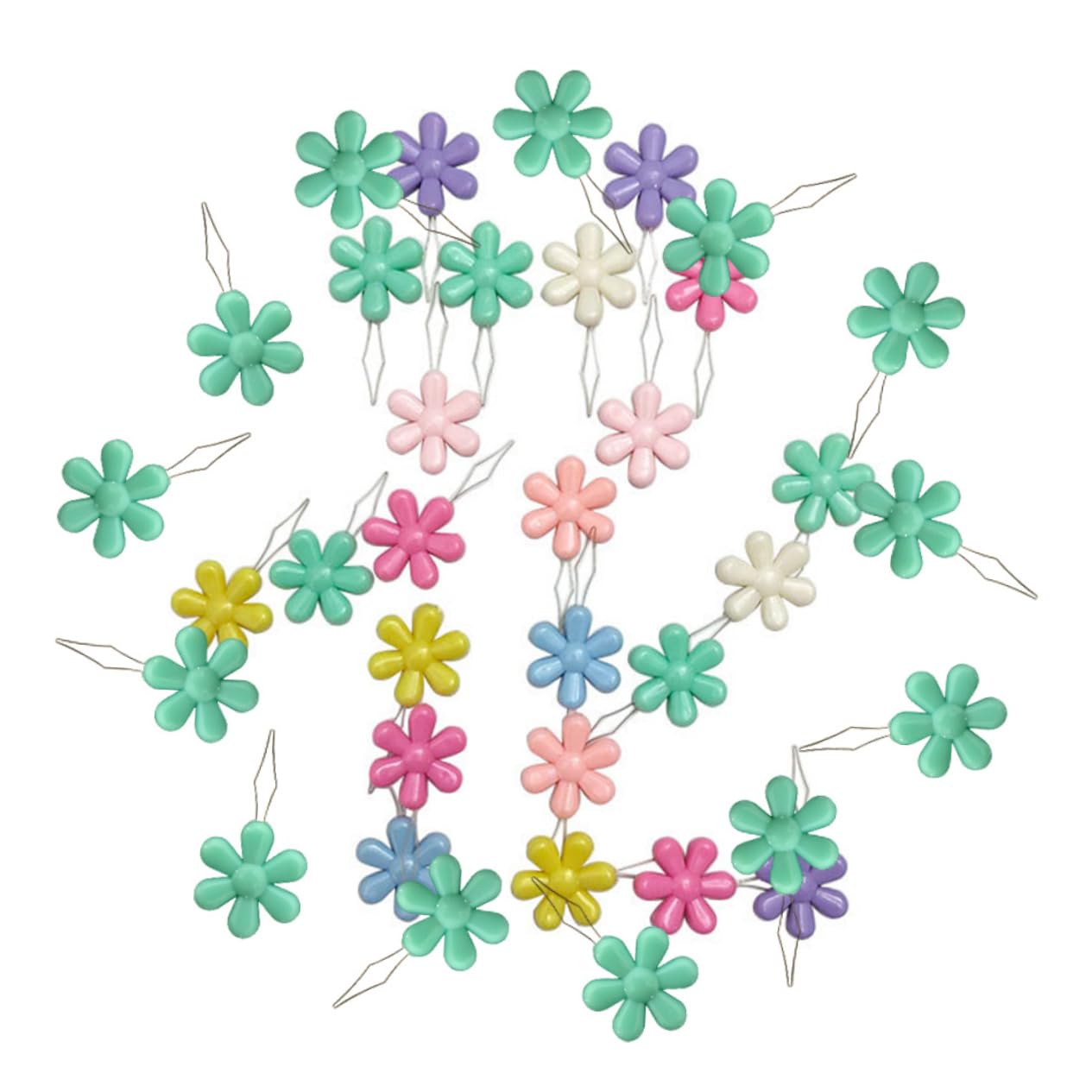 NUOBESTY 4 Set di Cucito per Cucire A Mano Infila Ago A Forma di Fiore Strumenti per Ricamo 50 Pezzi * 4