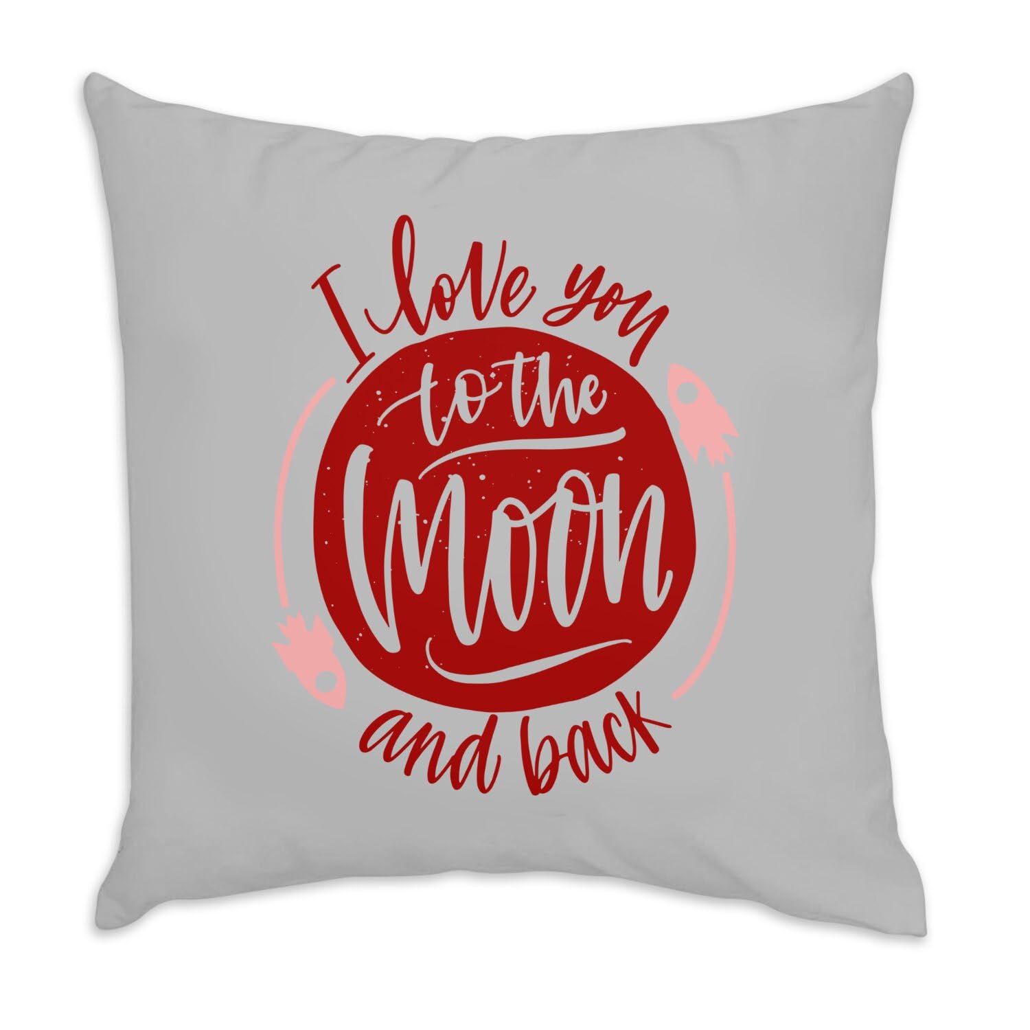 Coussin en Velours Gris avec Fusée pour Déco de Chambre Enfant