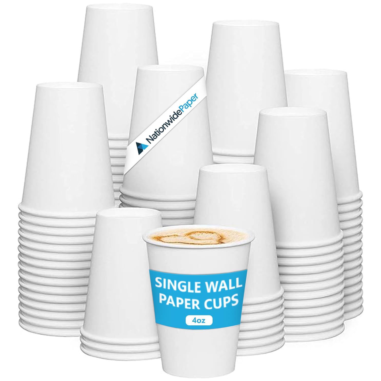 Nationwide Paper 500 X 4oz Single Wall White Paper Cups Without Lids for Hot & Cold Drinks Premium Disposable Coffee/Tea Paper Cups Perfect for Your Home, Café, Work, Parties or Outdoors, 120ml — image 1