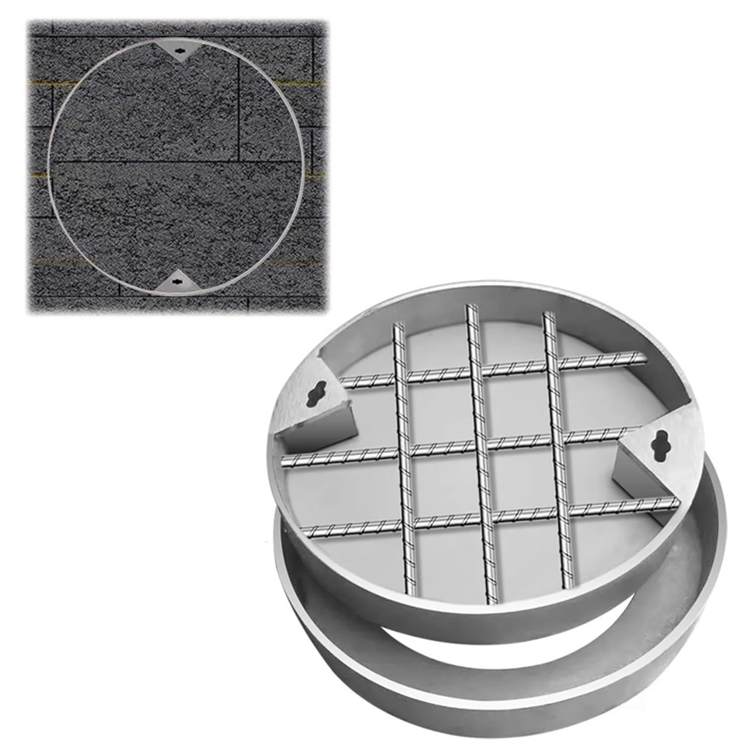 Couvercle de fosse septique rond en acier inoxydable pour regard de jardin et patio
