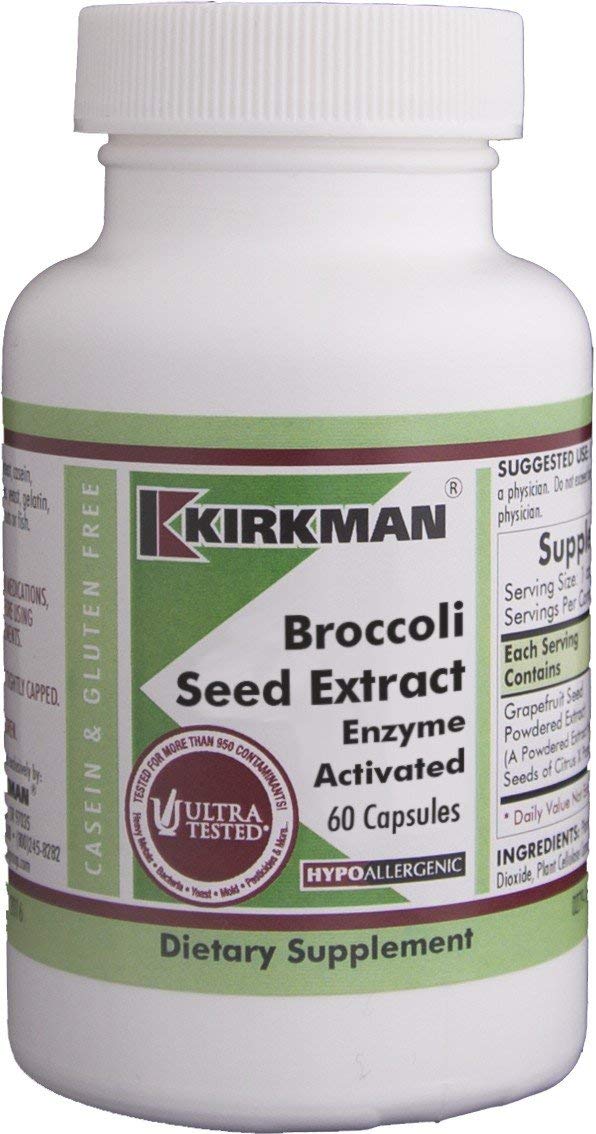 Kirkman Broccoli Seed Extract - Enzyme Activated || 60 Vegetarian Capsules || Antioxidant || Supports Immune System || Gluten and Casein Free