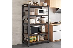 Multifunctional Home Kitchen Shelves: 5-Tier Microwave Stand with Hooks